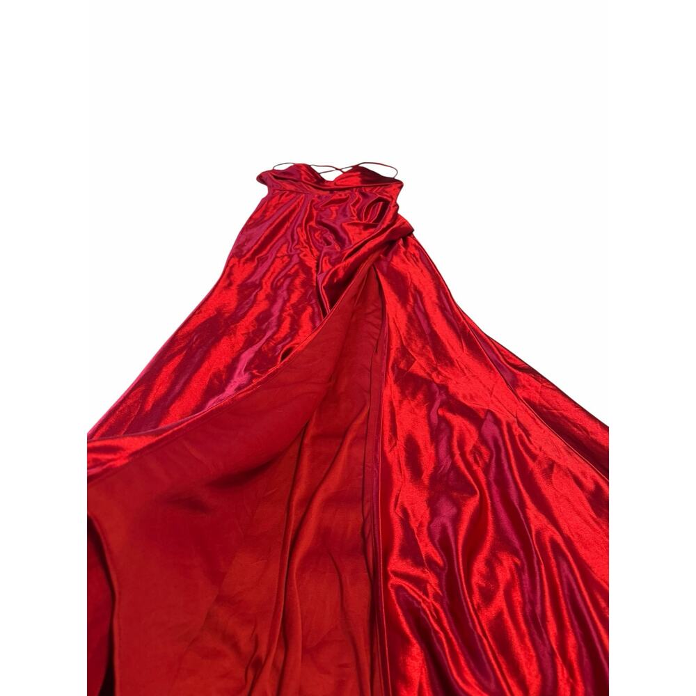 STACEES Red Satin Corset Gown Thigh-High Slit - Size 8 - Picture 16 of 16